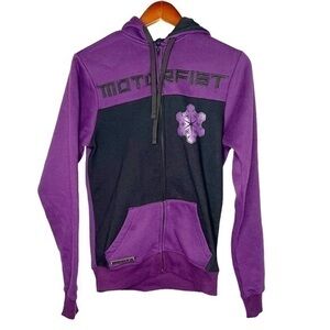 Motorfist zip up fleece lined purple hoodie pockets snowboarding small / medium